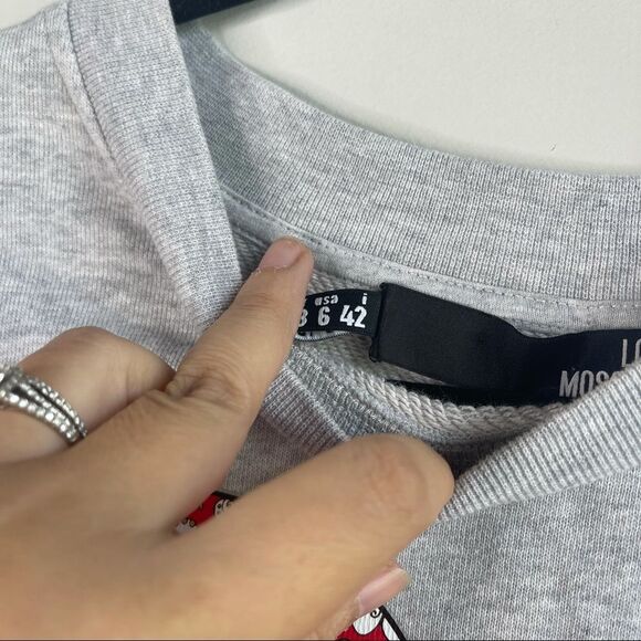 Love Moschino heart French‎ cotton sweatshirt size medium - Picture 8 of 10